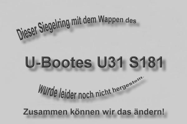 &quot;S181&quot; U-Boot U31 Wappen Marine-Siegelring Gr&ouml;&szlig;e 54