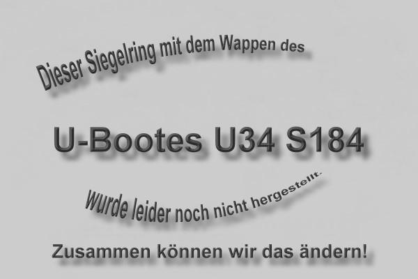 "S184" U-Boot U34 Wappen Marine-Siegelring Größe 60