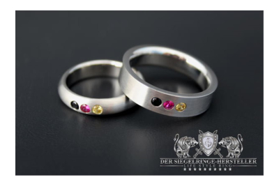 Stainless Steel One-World-Ring, round Zirconia, Black_Zirconia, Black_Synthetic Ruby, Red