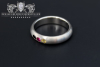 Stainless Steel One-World-Ring, round Zirconia, Black_Zirconia, Black_Synthetic Ruby, Red