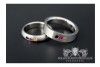 Stainless Steel One-World-Ring, round Zirconia, Black_Synthetic Ruby, Red_Zirconia, Light Blue