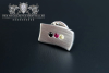One-World Pin with your national colors Synthetic Ruby, Red_Zirconia, Black_Zirconia, Yellow